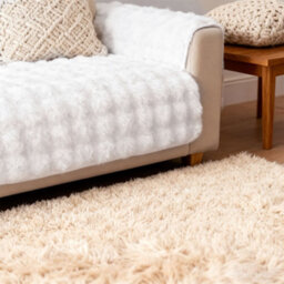 Living And Home White Thickened Faux Rabbit Fur Knitted Sofa Cushion Cover/sofa Throw, 180Cm W X 90Cm D - thumbnail 2