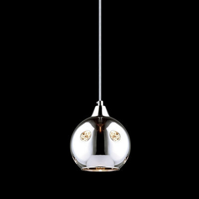 Luminosa Lighting Luminosa Hanging Pendant Chrome 1 Light  With Glass Shade, E14 - image 1