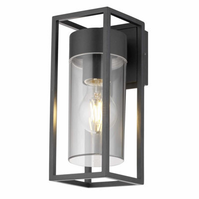First Choice Lighting Hale Black With Clear Pc Ip44 Outdoor Wall Light - image 1