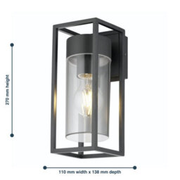 First Choice Lighting Hale Black With Clear Pc Ip44 Outdoor Wall Light - thumbnail 5