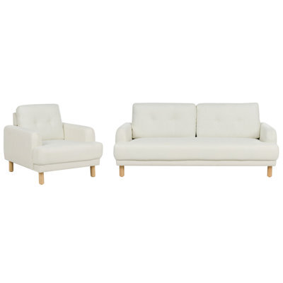 Beliani Living Room Set 4 Seater Tuve Fabric Off-White - image 1