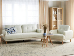 Beliani Living Room Set 4 Seater Tuve Fabric Off-White - thumbnail 2