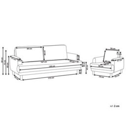 Beliani Living Room Set 4 Seater Tuve Fabric Off-White - thumbnail 3