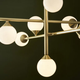 Luminosa Lighting Luminosa Grosseto Multi Arm Pendant Ceiling Light Satin Brass Plate & Gloss White Glass 10 X 5W Led G9 - thumbnail 9