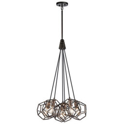 Luminosa Lighting Elstead Rocklyn 6 Light Chandelier Cluster Cage Ceiling Pendant Steel, E27 - thumbnail 1