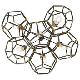 Luminosa Lighting Elstead Rocklyn 6 Light Chandelier Cluster Cage Ceiling Pendant Steel, E27 - thumbnail 3