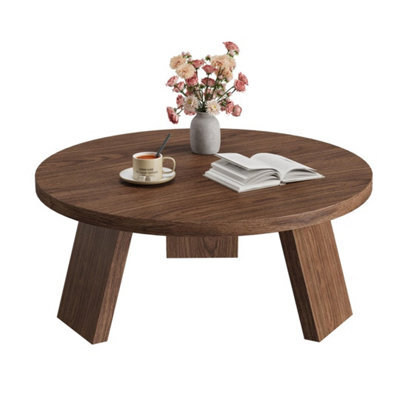 Walnut Modern 85Cm Round Dining Table Kitchen Wood Top & Slope Legs - image 1