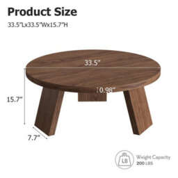 Walnut Modern 85Cm Round Dining Table Kitchen Wood Top & Slope Legs - thumbnail 2