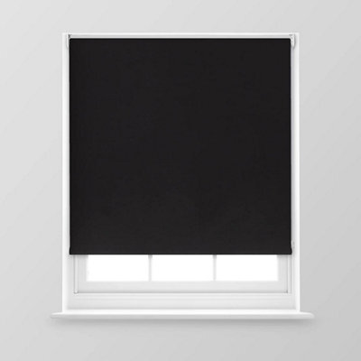 A.unique Home Premium Trimmable Thermal Blackout Roller Window Blind - 5Ft - Black - 150Cm (W) X 170Cm (L) - image 1