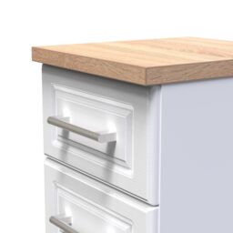 Sevilla Ready Assembled Matt White Light Oak Effect 3 Drawer Bedside Chest (H)695mm (W)395mm (D)415mm - thumbnail 5