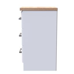 Sevilla Ready Assembled Matt White Light Oak Effect 3 Drawer Bedside Chest (H)695mm (W)395mm (D)415mm - thumbnail 7