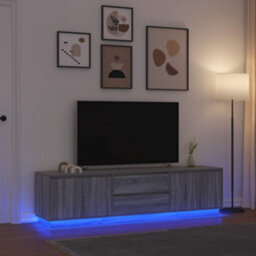 Berkfield Tv Cabinet With Led Lights Grey Sonoma 193.5X41X50 Cm - thumbnail 1