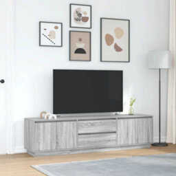 Berkfield Tv Cabinet With Led Lights Grey Sonoma 193.5X41X50 Cm - thumbnail 4
