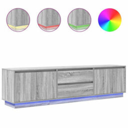 Berkfield Tv Cabinet With Led Lights Grey Sonoma 193.5X41X50 Cm - thumbnail 2