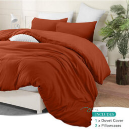 Bedlooms Rust Cotton Duvet Cover Set, Breathable & Anti-Allergic Bedding Pack, Super King 260X220Cm - thumbnail 2