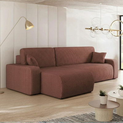 Piano L Modern Corduroy Corner Sofa Poso Soft Large Sofa Bed 130200 Dl Assist Lounge Furniture Brown - image 1