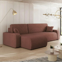 Piano L Modern Corduroy Corner Sofa Poso Soft Large Sofa Bed 130200 Dl Assist Lounge Furniture Brown - thumbnail 1