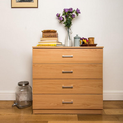 Home Treats Beech Chest Of 4 Drawers Anti Bowing  Support 75 X 72 X 36 Cm - image 1