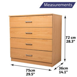 Home Treats Beech Chest Of 4 Drawers Anti Bowing  Support 75 X 72 X 36 Cm - thumbnail 2