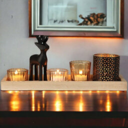 Urbn-Living Urbnliving Height 10Cm 6 Pcs Reindeer Tealight Holder In Wooden Candle Tray Christmas Table Mantelpiece - thumbnail 2