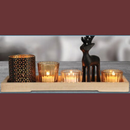 Urbn-Living Urbnliving Height 10Cm 6 Pcs Reindeer Tealight Holder In Wooden Candle Tray Christmas Table Mantelpiece - thumbnail 3