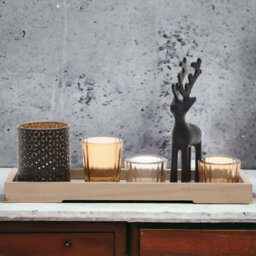 Urbn-Living Urbnliving Height 10Cm 6 Pcs Reindeer Tealight Holder In Wooden Candle Tray Christmas Table Mantelpiece - thumbnail 6