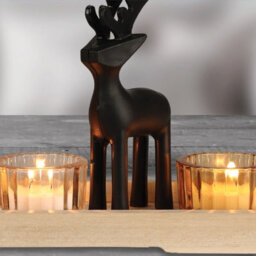 Urbn-Living Urbnliving Height 10Cm 6 Pcs Reindeer Tealight Holder In Wooden Candle Tray Christmas Table Mantelpiece - thumbnail 4