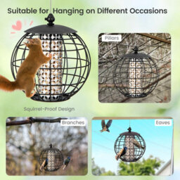 Costway Squirrel-Proof Bird Feeder For Outdoor Hanging Caged Seed Feeder For Wild Birds - thumbnail 6