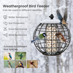 Costway Squirrel-Proof Bird Feeder For Outdoor Hanging Caged Seed Feeder For Wild Birds - thumbnail 5