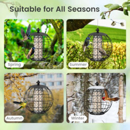 Costway Squirrel-Proof Bird Feeder For Outdoor Hanging Caged Seed Feeder For Wild Birds - thumbnail 7