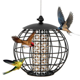 Costway Squirrel-Proof Bird Feeder For Outdoor Hanging Caged Seed Feeder For Wild Birds - thumbnail 1