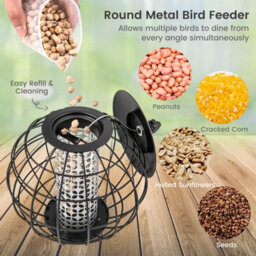 Costway Squirrel-Proof Bird Feeder For Outdoor Hanging Caged Seed Feeder For Wild Birds - thumbnail 8