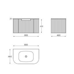 Homestylestore 800mm Oak Wall Hung Fluted Bathroom Vanity Unit - thumbnail 3