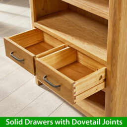 The Furniture Market Soho Oak Curved Small Compact Low Bookcase With 2 Drawers - thumbnail 7