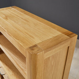 The Furniture Market Soho Oak Curved Small Compact Low Bookcase With 2 Drawers - thumbnail 8