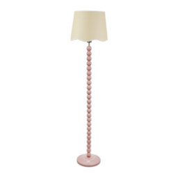 Valuelights Bobbins Painted Rose Floor Lamp With Linen Scallop White Trim Shade And Led Bulb - thumbnail 2