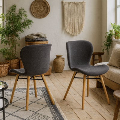 Wyld Haus Set Of 2 Acorn Dining Chairs, Grey Bouclé Fabric With Oiled Oak Legs - image 1