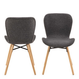 Wyld Haus Set Of 2 Acorn Dining Chairs, Grey Bouclé Fabric With Oiled Oak Legs - thumbnail 4