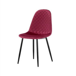 Set Of 2 Burgundy Velvet Dining Chairs With Metal Legs - thumbnail 1