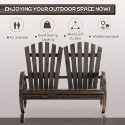 Wyld Haus Basetti Fir Wood Slatted Natural Love Seat With Wheel-Style Armrests - 2-Seater Rustic Garden Bench - thumbnail 6