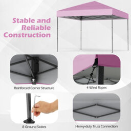 Gainoom 300 X 295 Cm Pop Up Canopy Tent Pink Foldable Outdoor Sunshade Patio Shelter Gazebo - thumbnail 9