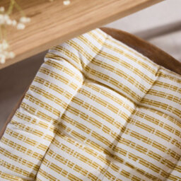 Dibor Set Of 2 Vintage Style Yellow Striped Indoor Ourdoor Garden Furniture Dining Chair Seat Pad - thumbnail 3
