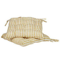Dibor Set Of 2 Vintage Style Yellow Striped Indoor Ourdoor Garden Furniture Dining Chair Seat Pad