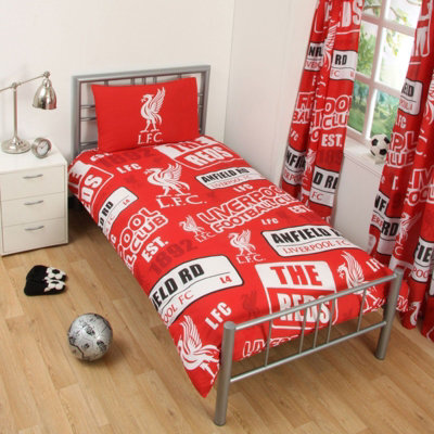 Liverpool Fc Patch Single Duvet Cover And Pillow Case Set Red (One Size) - image 1