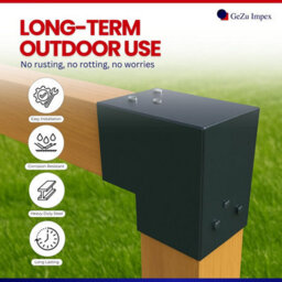 Gezu Impex Heavy Duty Anthracite Grey Pergola L Shape Post Connector - 91 X 91 mm (Pack Of 4) - thumbnail 6