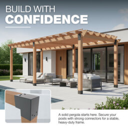 Gezu Impex Heavy Duty Anthracite Grey Pergola L Shape Post Connector - 91 X 91 mm (Pack Of 4) - thumbnail 4