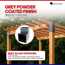 Gezu Impex Heavy Duty Anthracite Grey Pergola L Shape Post Connector - 91 X 91 mm (Pack Of 4) - thumbnail 3