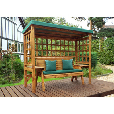Marlborough Traditional Zubond Three Seater Abour With 1 X Winchester Cushion Green & 2 X Scatter Cushion Green - image 1