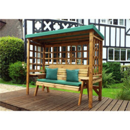 Marlborough Traditional Zubond Three Seater Abour With 1 X Winchester Cushion Green & 2 X Scatter Cushion Green - thumbnail 2