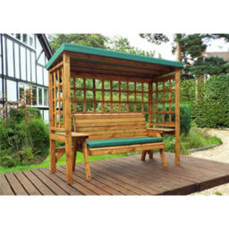 Marlborough Traditional Zubond Three Seater Abour With 1 X Winchester Cushion Green & 2 X Scatter Cushion Green - thumbnail 3